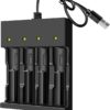 18650 USB Charger 3.7V Rechargeable 18650 Battery Charger 4 Bay Li-ion for Rechargeable Lithium Batteries 26650 21700 18650 10400 14500 16340 16650 18500