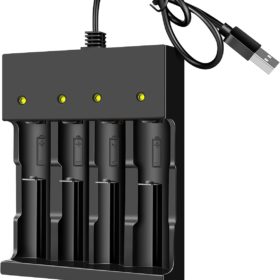 18650 USB Charger 3.7V Rechargeable 18650 Battery Charger 4 Bay Li-ion for Rechargeable Lithium Batteries 26650 21700 18650 10400 14500 16340 16650 18500