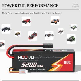 HOOVO 11.1V 80C 5200mAh 3S LiPo Battery with Traxxas Plug for RC Car RC Truck RC Boat