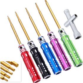 5pcs FriHobby Small RC Hex Screwdriver Set for Axial SCX24 Repair Tool Kits 0.9mm 1.27mm 1.3mm 1.5mm 2.0mm Mini Hex Driver Set Titanium Bit Tips
