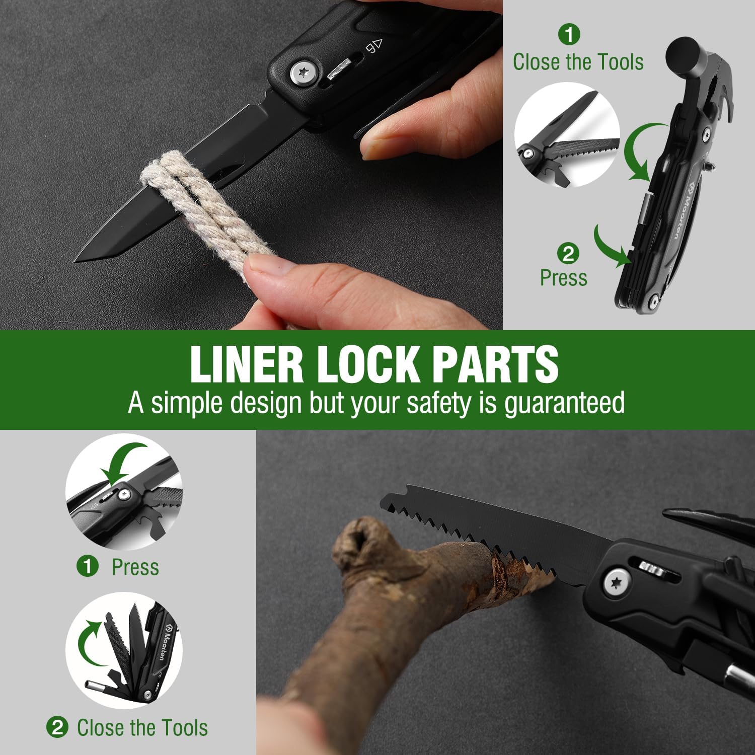 Maarten 14 in 1 Hammer Multitool with Safety Lock, Screwdriver Set - Image 2