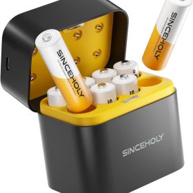 8 Pack Rechargeable Lithium AA Batteries with Fast Charger, 1.5V 3000mWh Double a Batteries, 1600+ Cycle Times Long Lasting AA Li-ion Battery