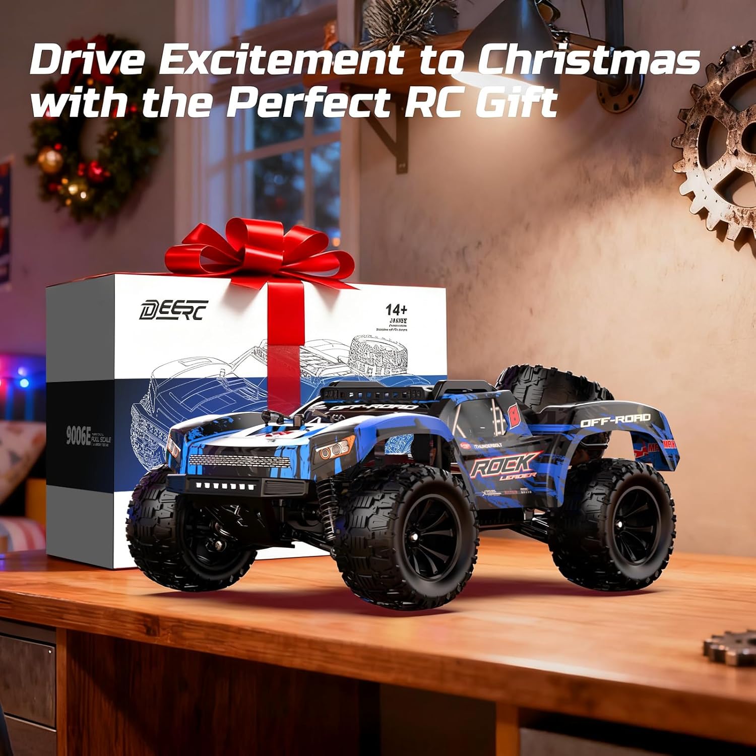 DEERC 1/12 RC Cars 45KPH, 4WD High Speed Short Course RC Truck, Off-Road All Terrain Remote Control Car with 2 Rechargeable Batteries & Spare Tire, 2.4GHz Fast RC Cars for Adults Kids Boys Gift 9006E - Image 2