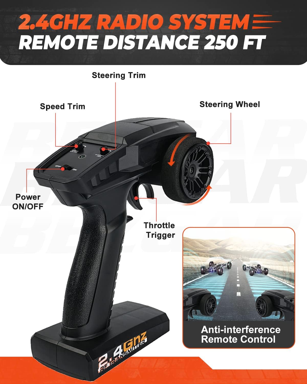 BEZGAR HB101 1:10 Scale Beginner RC Truck, 4WD High Speed 48km/h All Terrains RC Car Off Road Waterproof RC Buggy Toys for Boys Kids and Adults HB101 - Image 4