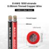 8 AWG Gauge Silicone Wire Electrical Cable（1ft red &1ft Black) Soft & Flexible 0.08 mm Tinned Copper core High Temperature Resistant Silicone Wire.