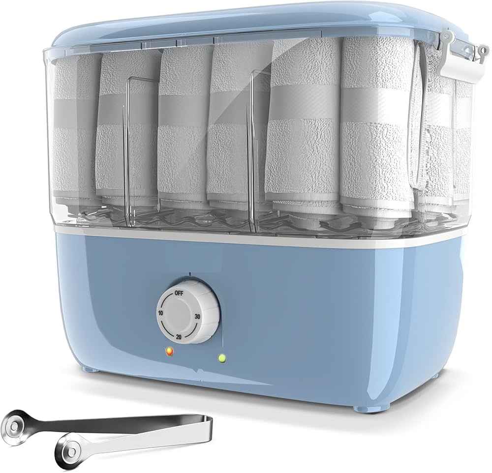 Towel Steamer-Hot Towel Warmer 600 W Tabletop Moist Towel Heater, Holds up to 16 Towels,30 Minute Auto Shut Timer,Professional Salon Equipment Towel Warmer for Facials,Spa,Barbers,Massage (Blue)