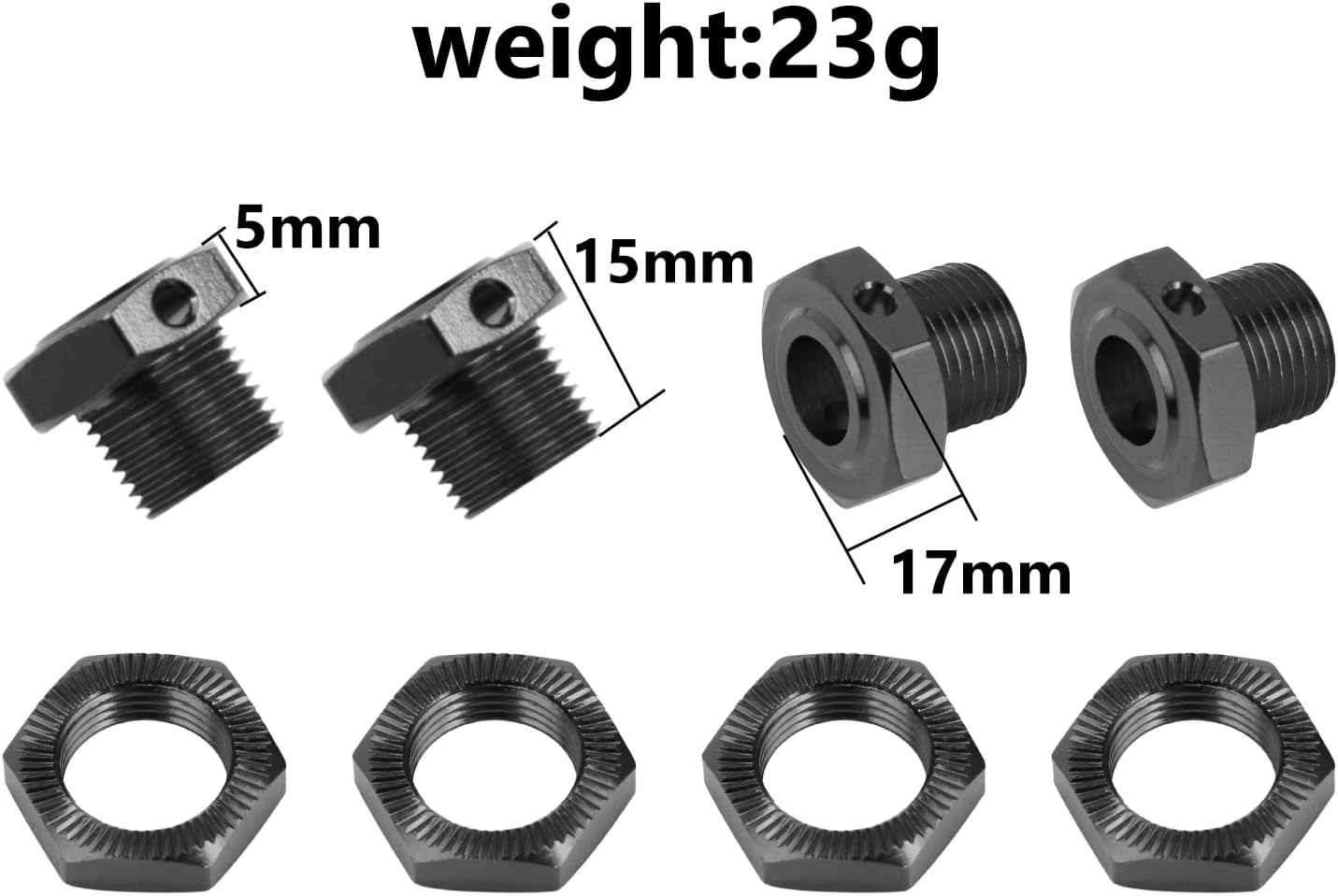17mm Aluminum Wheel Hex Nut Set Upgrade Kit for Arrma 1/8 Typhon 6S 1/7 Mojave Felony Infraction Limitless (Black)